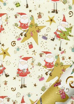 Papier Turnowsky le père Noël dans les étoiles réhaussé or (50x70)