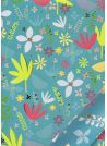 Papier Turnowsky feuillage stylisé fond turquoise réhaussé or (50x70)
