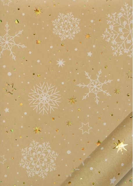 Les étoiles et flocons fond kraft (68x98)