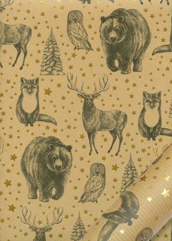 Les animaux de Noël fond strié kraft (68x98)