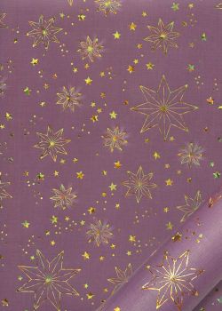 Les étoiles or sur un fond strié violine (68x98)