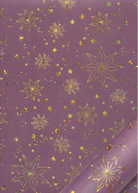 Les étoiles or sur un fond strié violine (68x98)