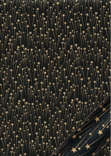 Pluie d'étoiles filantes or fond noir (50x70)