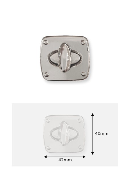 Serrure tourniquet "4 points" argent poli (42x40mm)