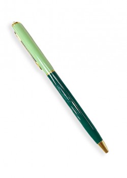 Stylo bille rechargeable bicolore 2 tons vert (130mm) + strass