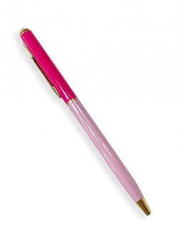 Stylo bille rechargeable bicolore 2 tons rose (130mm) + strass