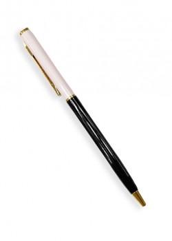 Stylo bille rechargeable bicolore 2 tons rose/noir (130mm) + strass