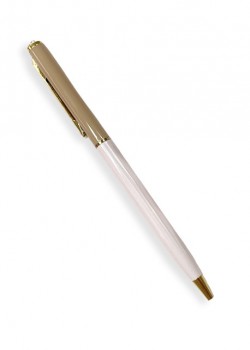 Stylo bille rechargeable bicolore 2 tons beige/rose (130mm) + strass