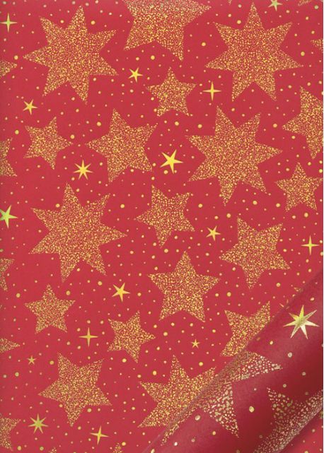 Les étoiles or sur fond rouge (68x98)