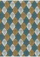 "Feuille" bleu canard blanc et or (50x70)