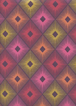 "Losange" ambiance rose et or sur fond violet (50x70)