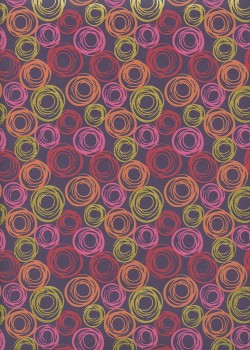 "Cercle concentriques" ambiance rose et or sur fond violet (50x70)