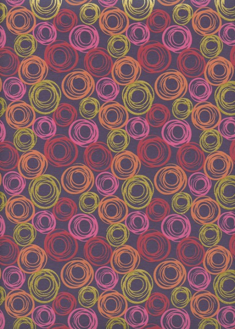 "Cercle concentriques" ambiance rose et or sur fond violet (50x70)