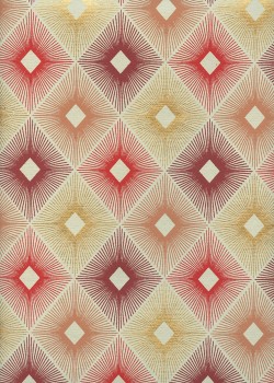 "Losanges" ambiance rouge et or sur fond lin (50x70)