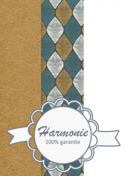 HARMONIE TRIO Feuille bleu canard blanc et or