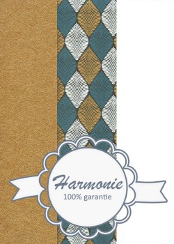 HARMONIE TRIO Feuille bleu canard blanc et or