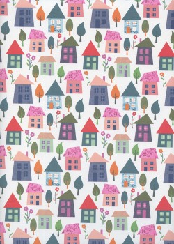 Les maisonnettes acidulées fond blanc (50x70)