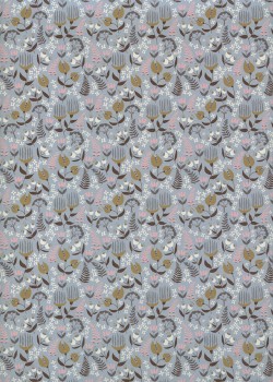 "Botanica" floral beige et rose fond bleu (50x70)