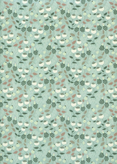 "Botanica" petits bouquets ambiance menthe (50x70)