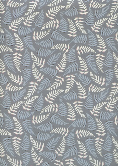 "Botanica" fougères blanches et bleues fond bleu (50x70)