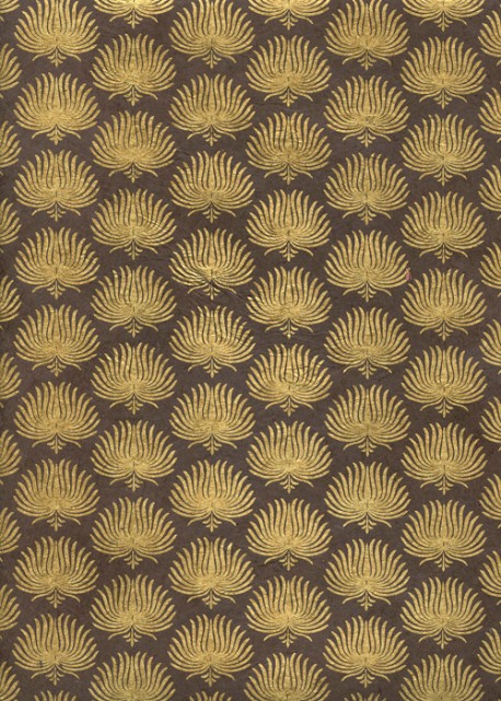 Papier lokta palmes or fond chocolat (50x75)