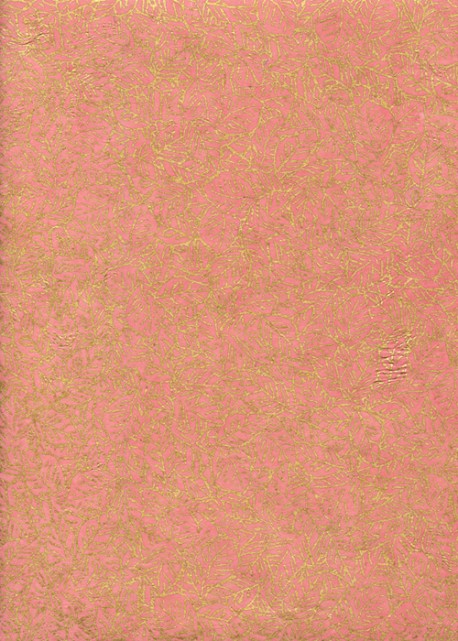 Papier lokta feuillage or sur fond saumon (50x75)
