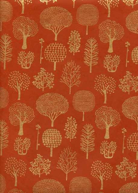 Lokta forêt or fond orange (50x75)