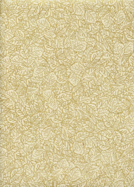 Papier lokta feuillage or sur fond naturel (50x75)