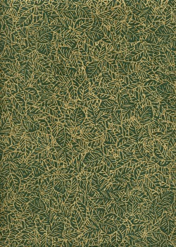 Papier lokta feuillage or sur fond vert (50x75)