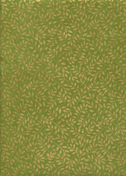 Papier lokta rameaux or fond vert printemps (50x75)