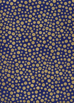 Papier lokta les cercles or sur fond bleu vif (50x75)