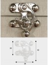 Fermoir à levier et bascule argent (43x38mm) + clous de fixation - Lot de 2