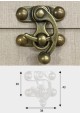Fermoir à levier et bascule bronze (43x38mm) + clous de fixation - L'unité