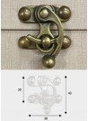 Fermoir à levier et bascule bronze (43x38mm) + clous de fixation - L'unité