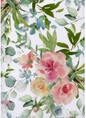 Floral rose et vert fond blanc (68,5x98)