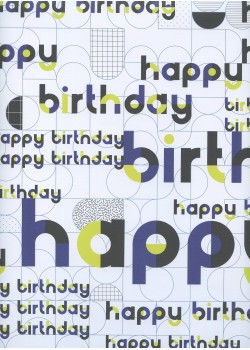 Happy birthday bleu noir et anis fond blanc (68,5x98)