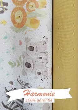 La jungle tons pastels réhaussé argent (68,5x98)