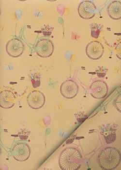 Les bicyclettes fleuries fond beige (68x98)