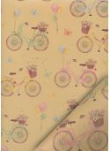 Les bicyclettes fleuries fond beige (68x98)