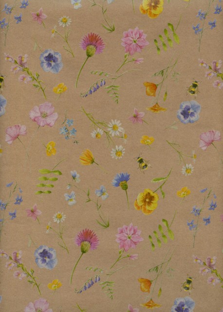 Papier les fleurs d'été fond beige (68x98)