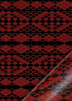 Seikaiha laqué rouge fond noir (48x65)