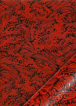 Tempete laquée rouge fond noir (48x65)
