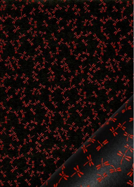 Libellules laquées rouges fond noir (48x65)