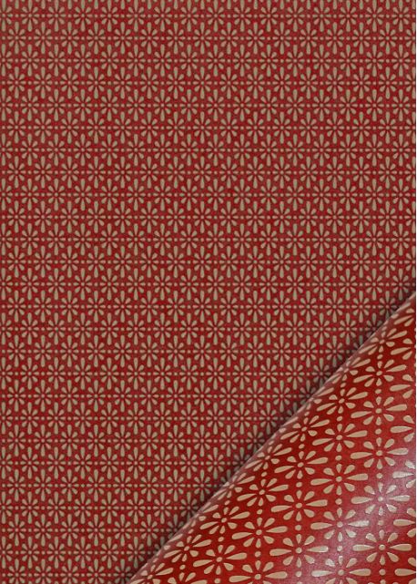 Hanabishi laqué beige fond rouge (48x65)