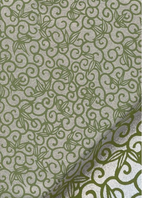 Kinkaku "arabesque argent fond vert" (48x64)