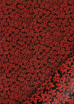 Feuilles laquées rouges fond noir (48x65)