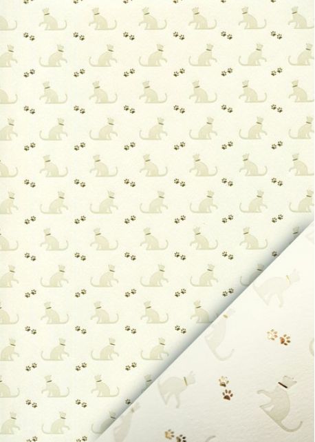 "Planche de chats" beige et or vif (50x65)