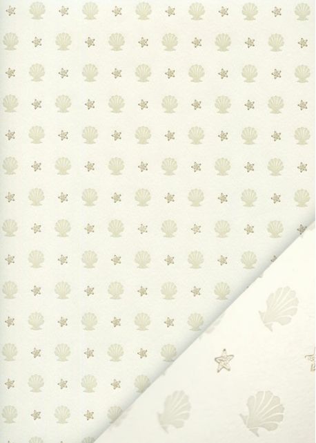 "Planche de coquillages" beiges et or vif (50x65)