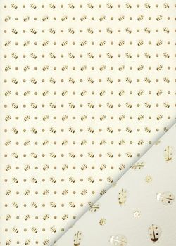 "Planche de coccinelles" beiges et or vif (50x65)