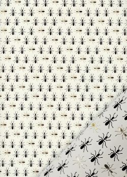 "Planche de fourmis" noires et or vif (50x65)